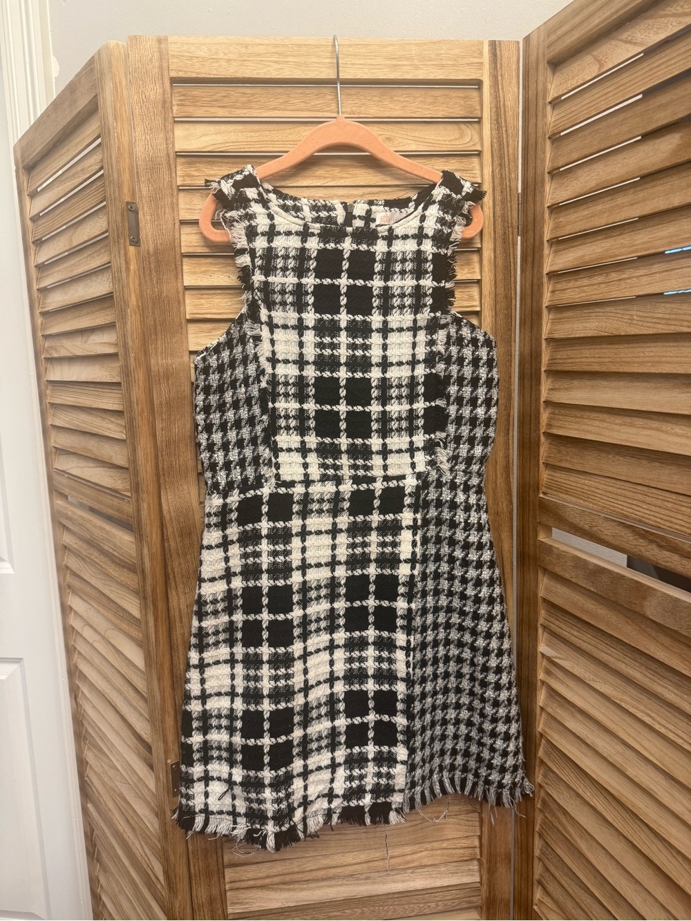 GB girls Black and White Plaid Tweed Mini Dress